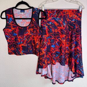 Elhoffer Outfit Womens Large Essentials Katie Lynn Skirt Top Phoenix Flame Set